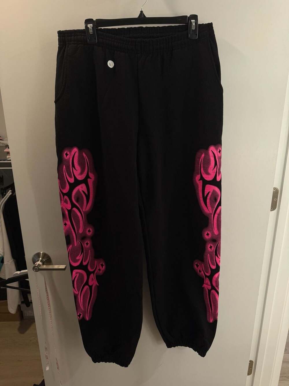 By Lefty Black Pink Airbrushed Graphic Sweatpants Size Large